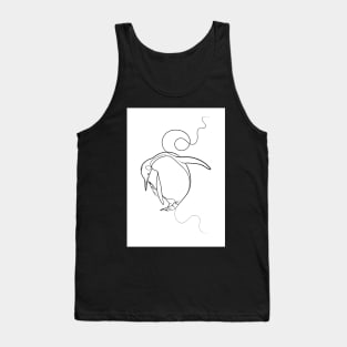 Dancing Penguin Line Drawing Tank Top